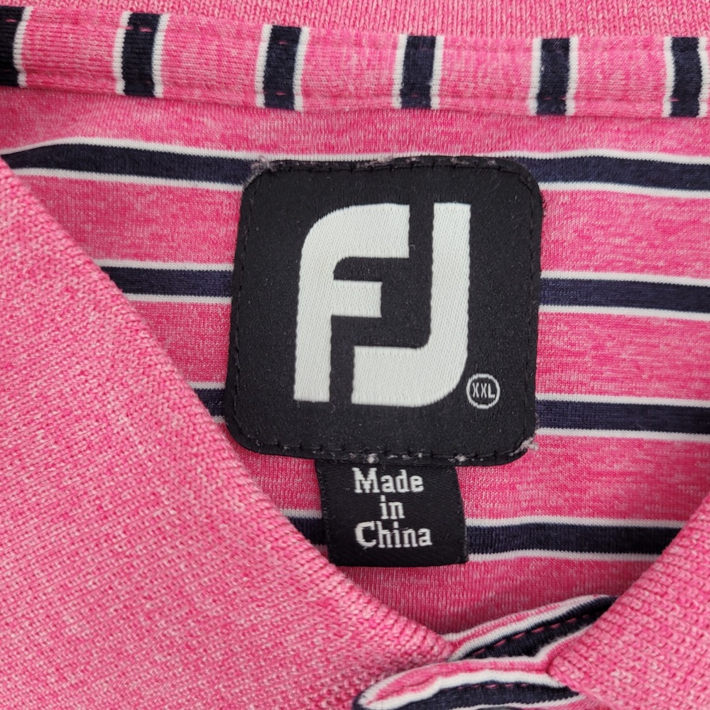 FootJoy‎ Polo Shirt Mens XXL Pink Striped Short Sleeve Golf Athletic Athletic - Picture 2 of 7